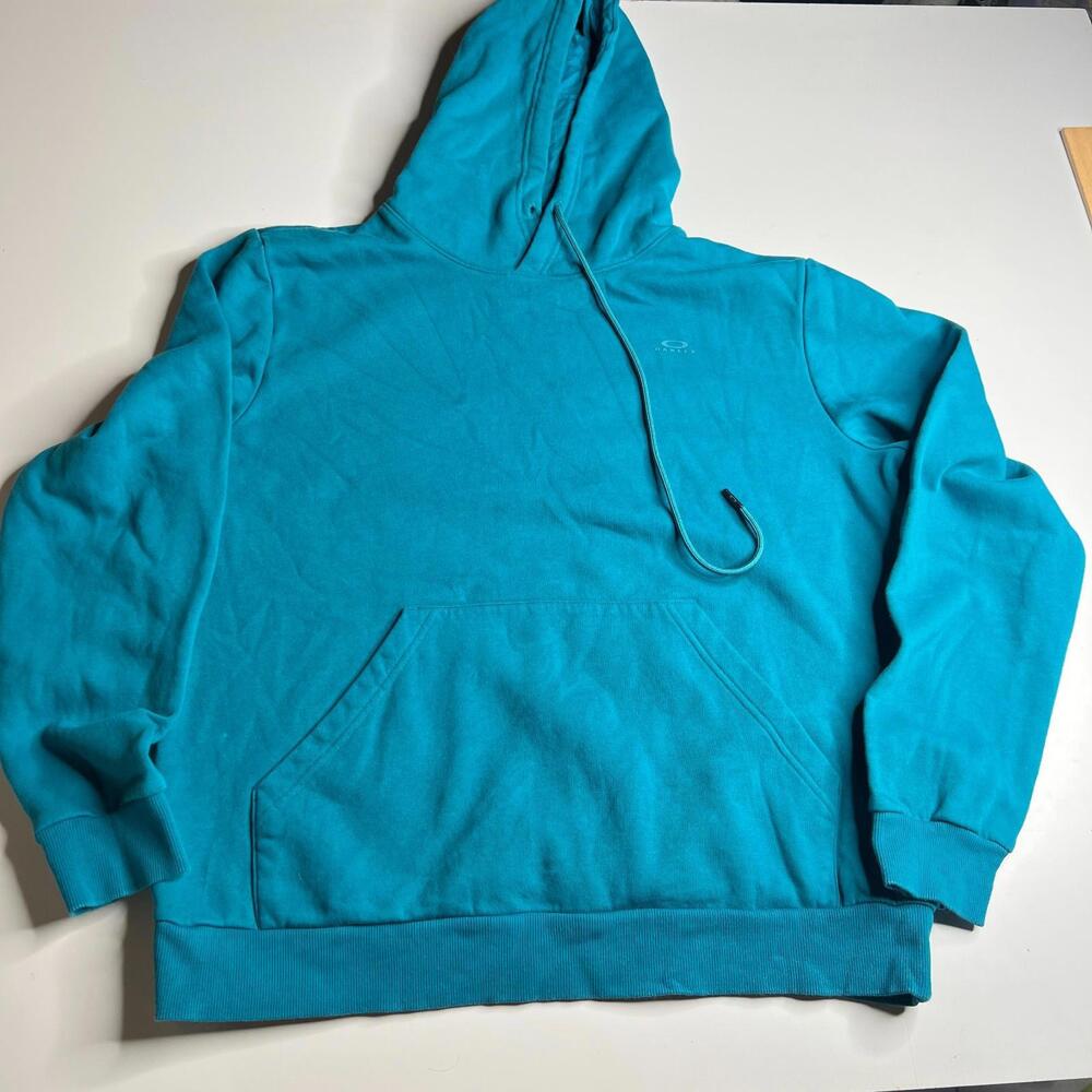 Oakley Men's Hoodie Sweatshirt Pullover Teal Blue L Regular Fit